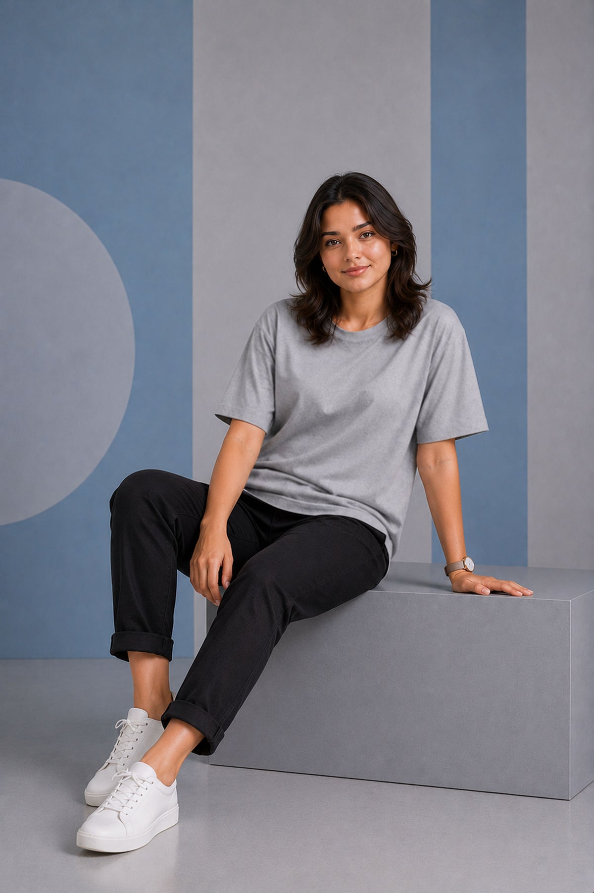 Grey Melange Oversized T-Shirt