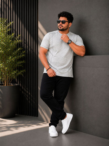 Plus Size Grey Melange T-Shirt