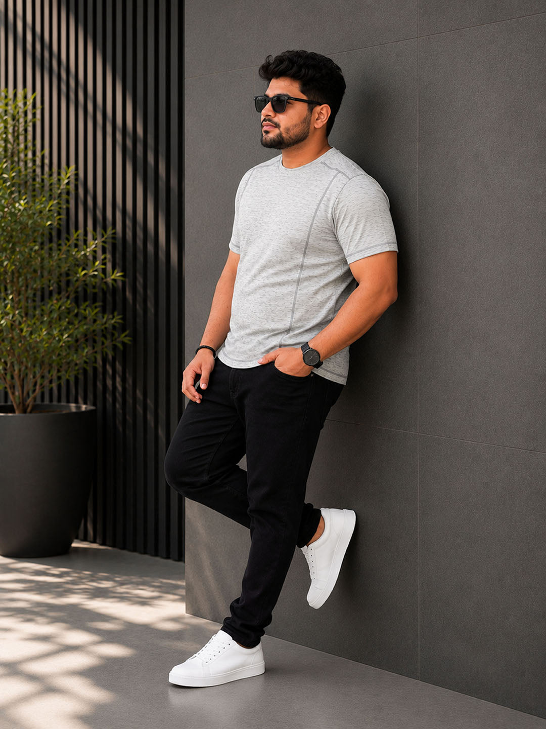 Plus Size Grey Melange T-Shirt