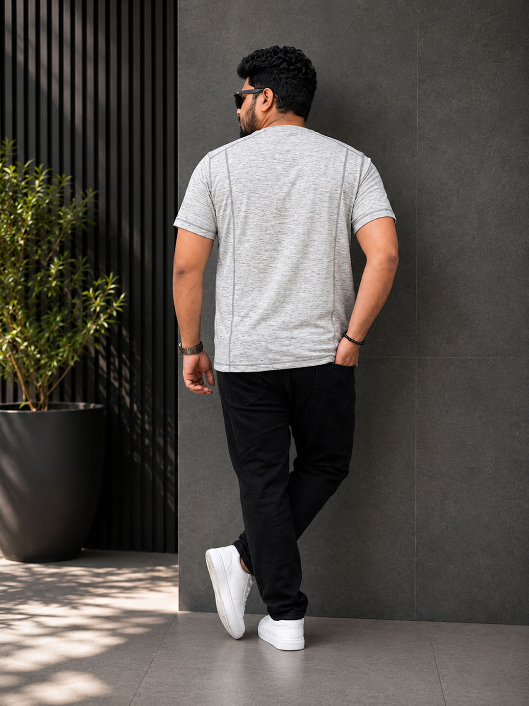 Plus Size Grey Melange T-Shirt