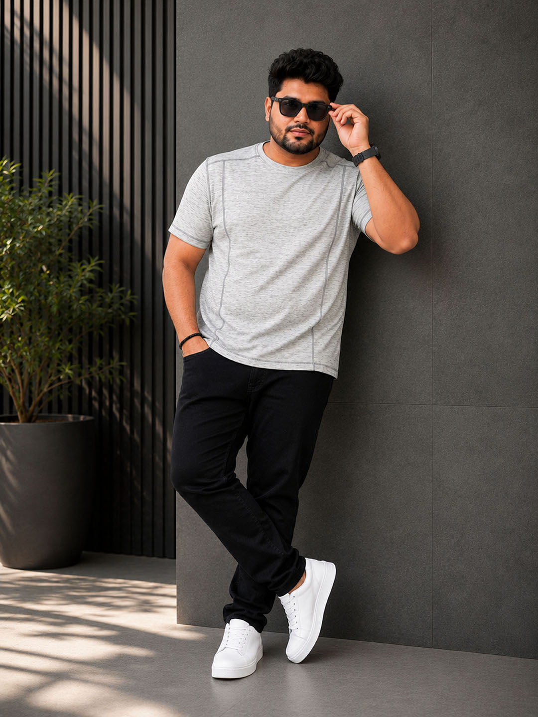 Plus Size Grey Melange T-Shirt
