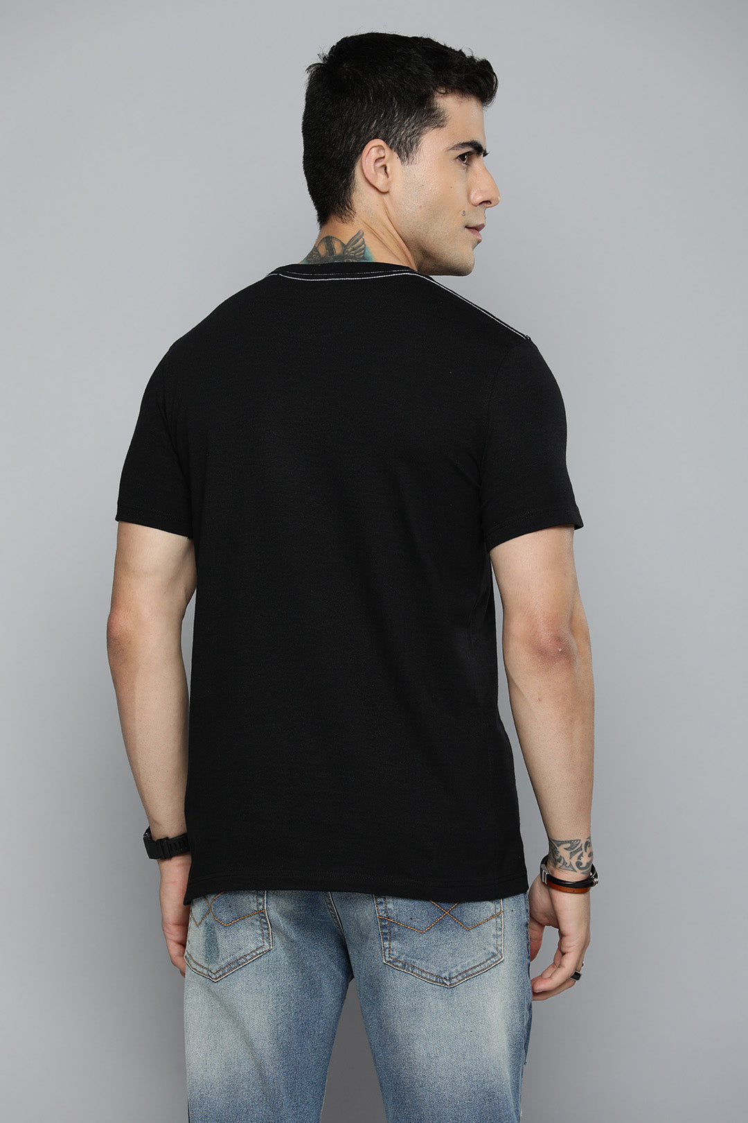 Mens Regular Half Sleeve Black T-Shirt