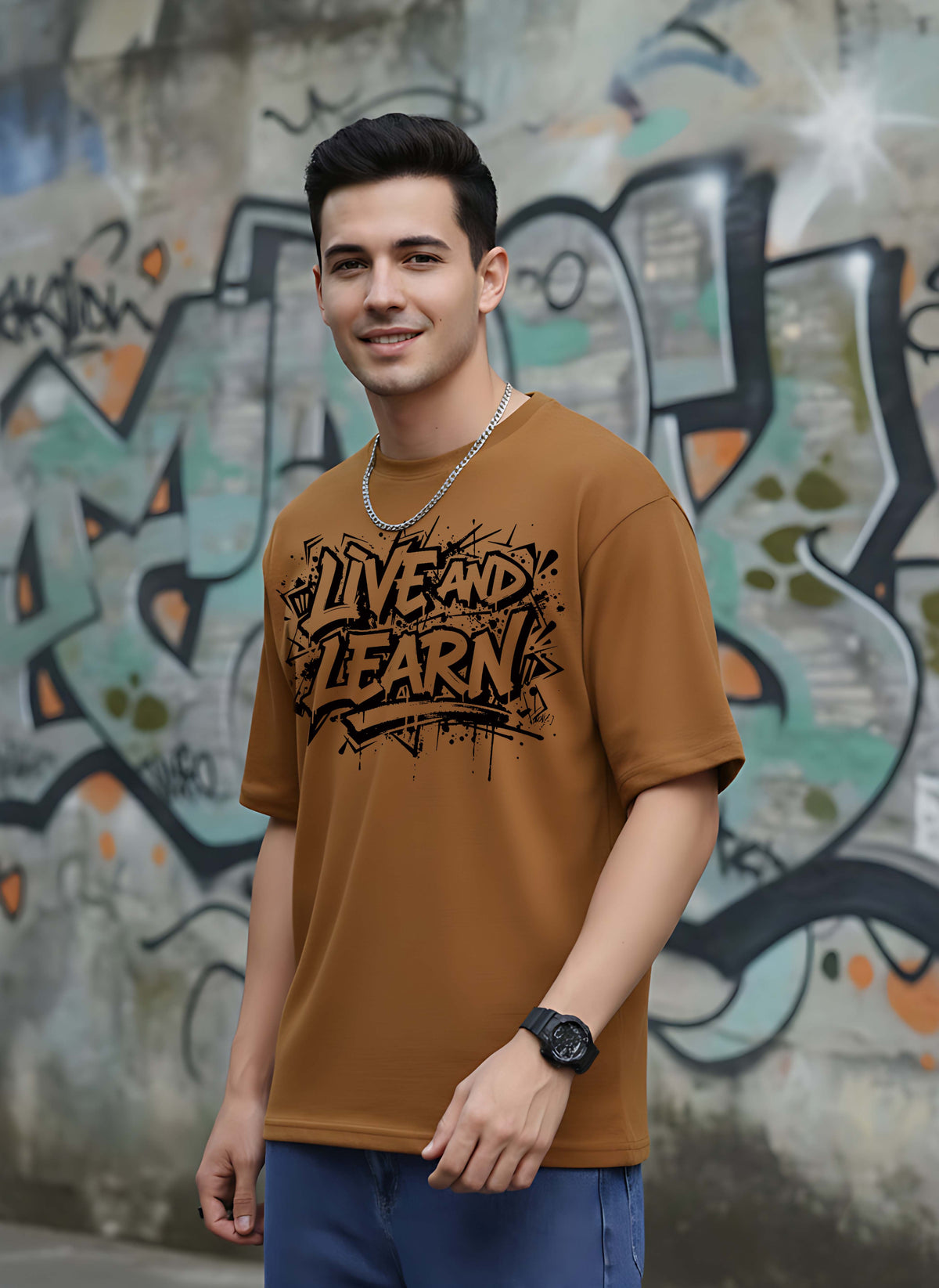 Graphic Oversized Live and Learn Tshirt