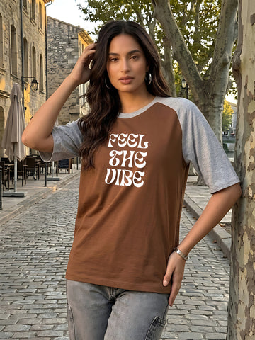 Graphic Raglan Sleeve Feel the Vibe