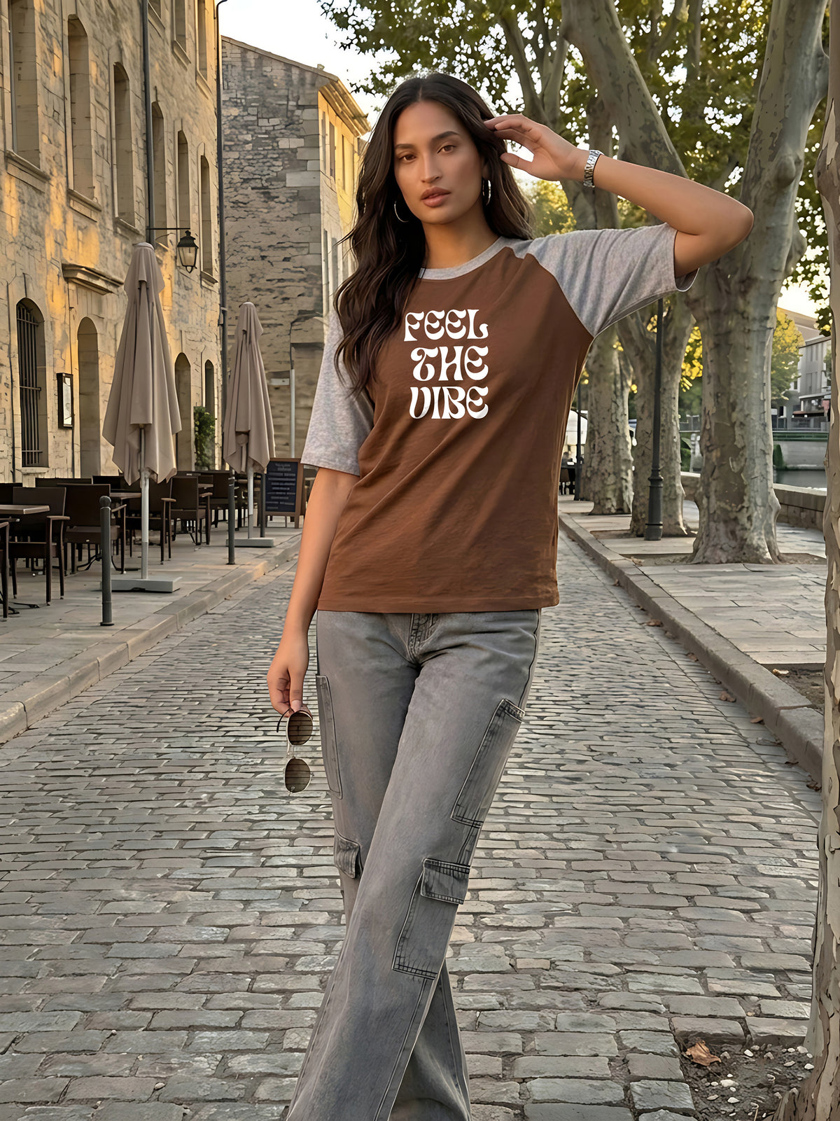 Graphic Raglan Sleeve Feel the Vibe