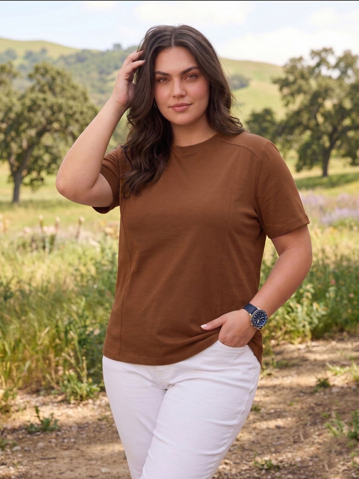 Mustard Brown Plus Size T-Shirt
