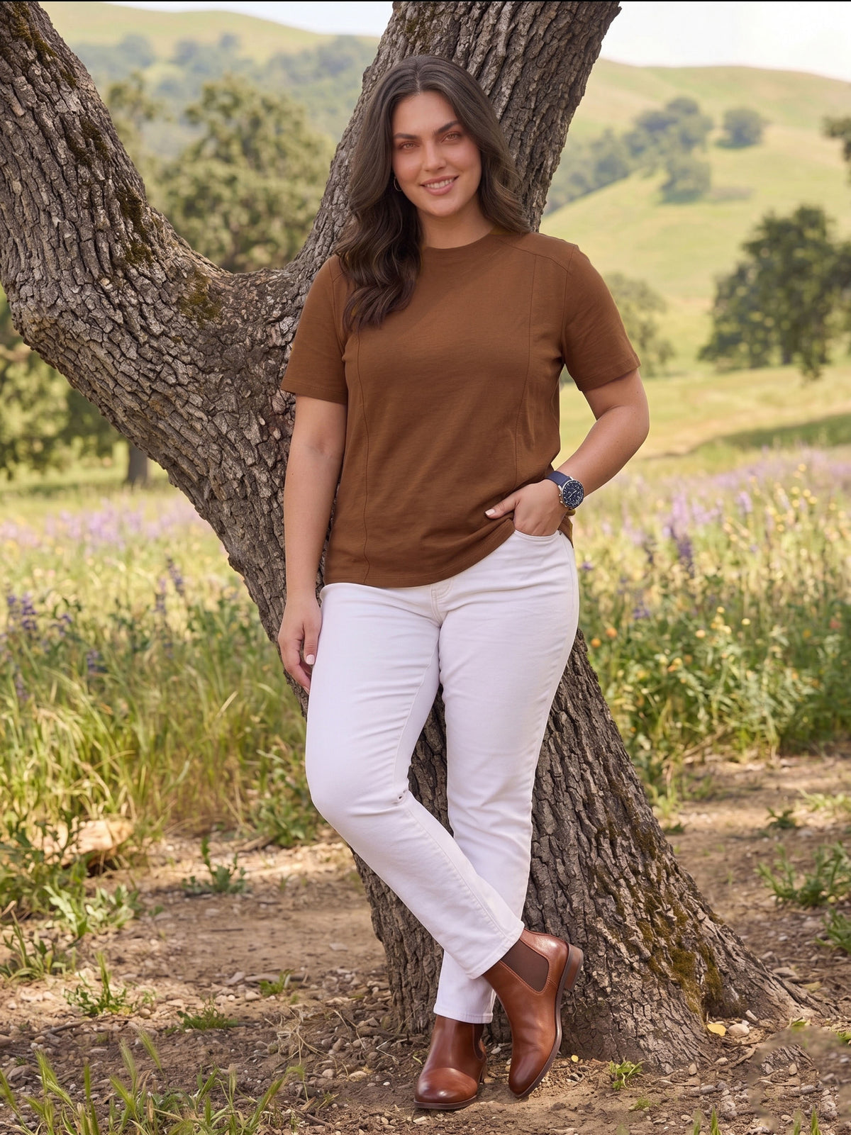 Mustard Brown Plus Size T-Shirt