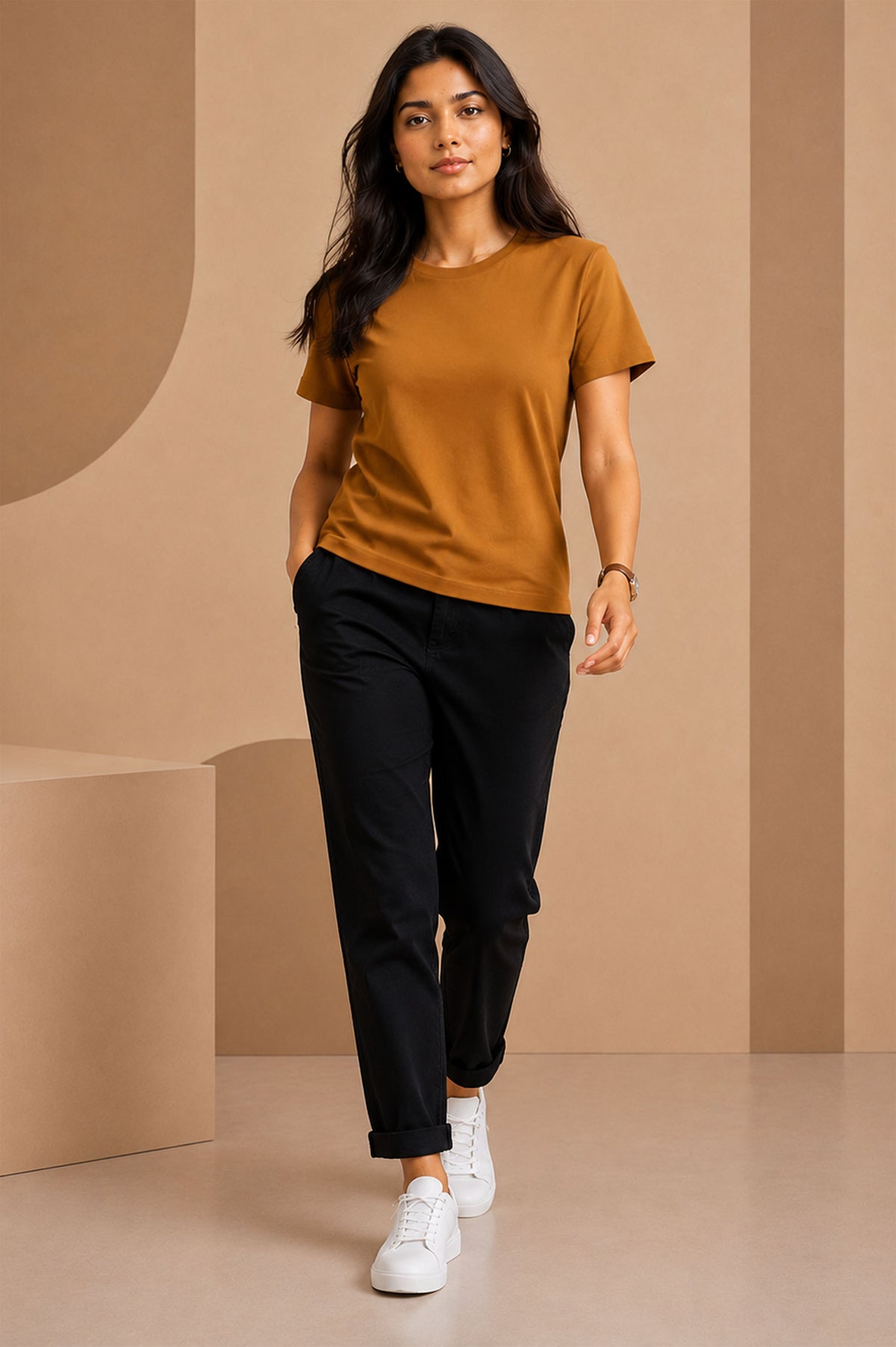 Mustard Brown Regular T-Shirt