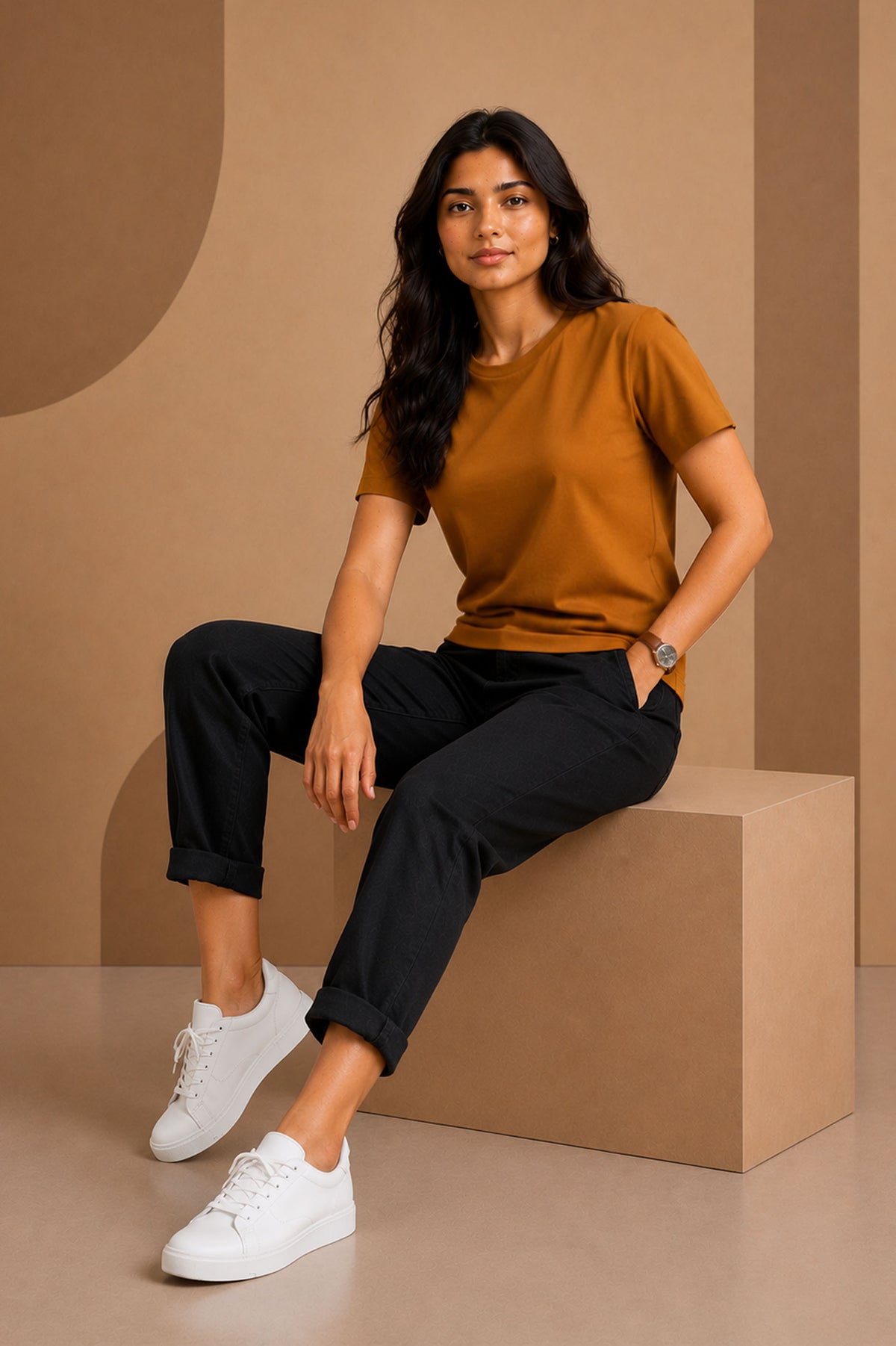 Mustard Brown Regular T-Shirt