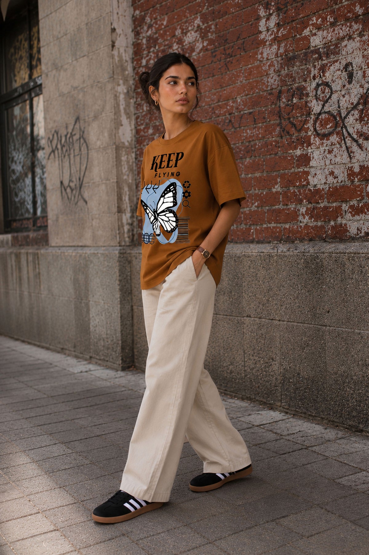 Graphic Oversized T-Shirt Keep Flying