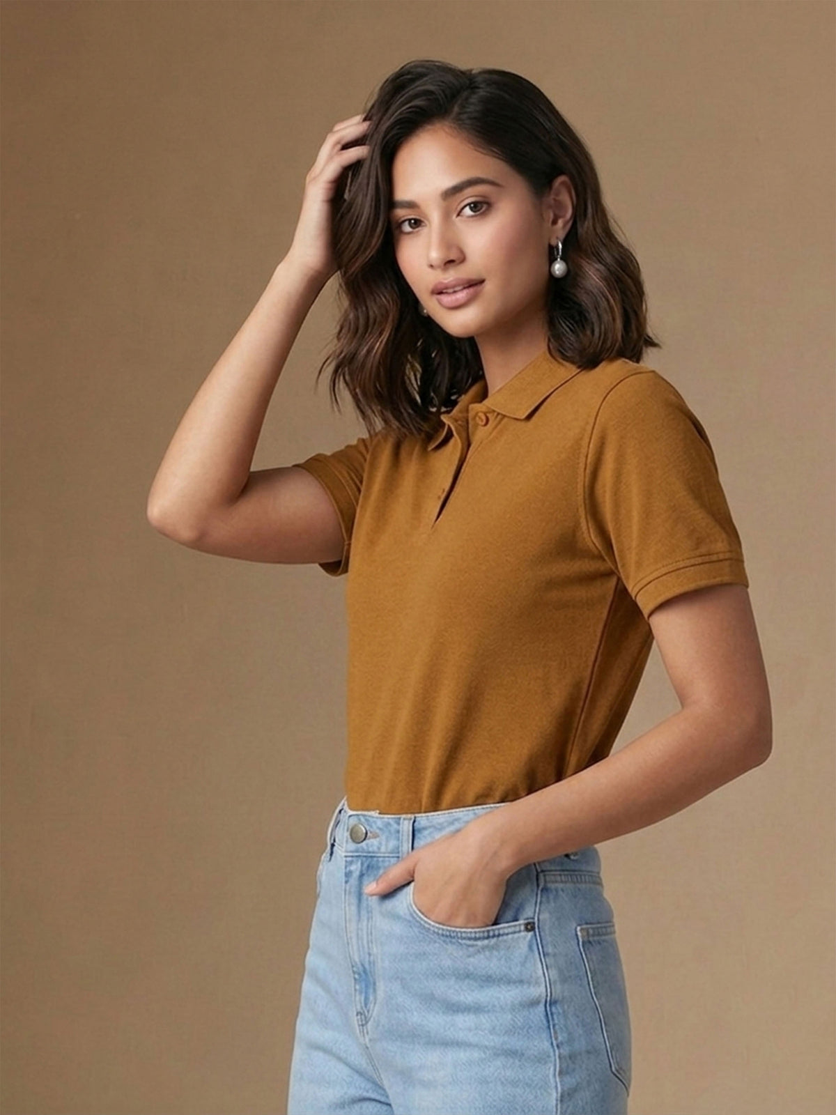 Mustard Brown Polo T-Shirt
