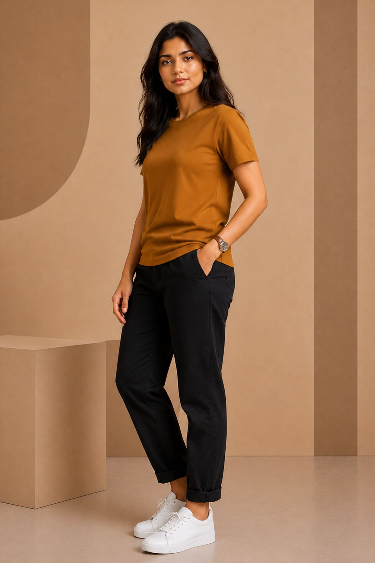 Mustard Brown Regular T-Shirt