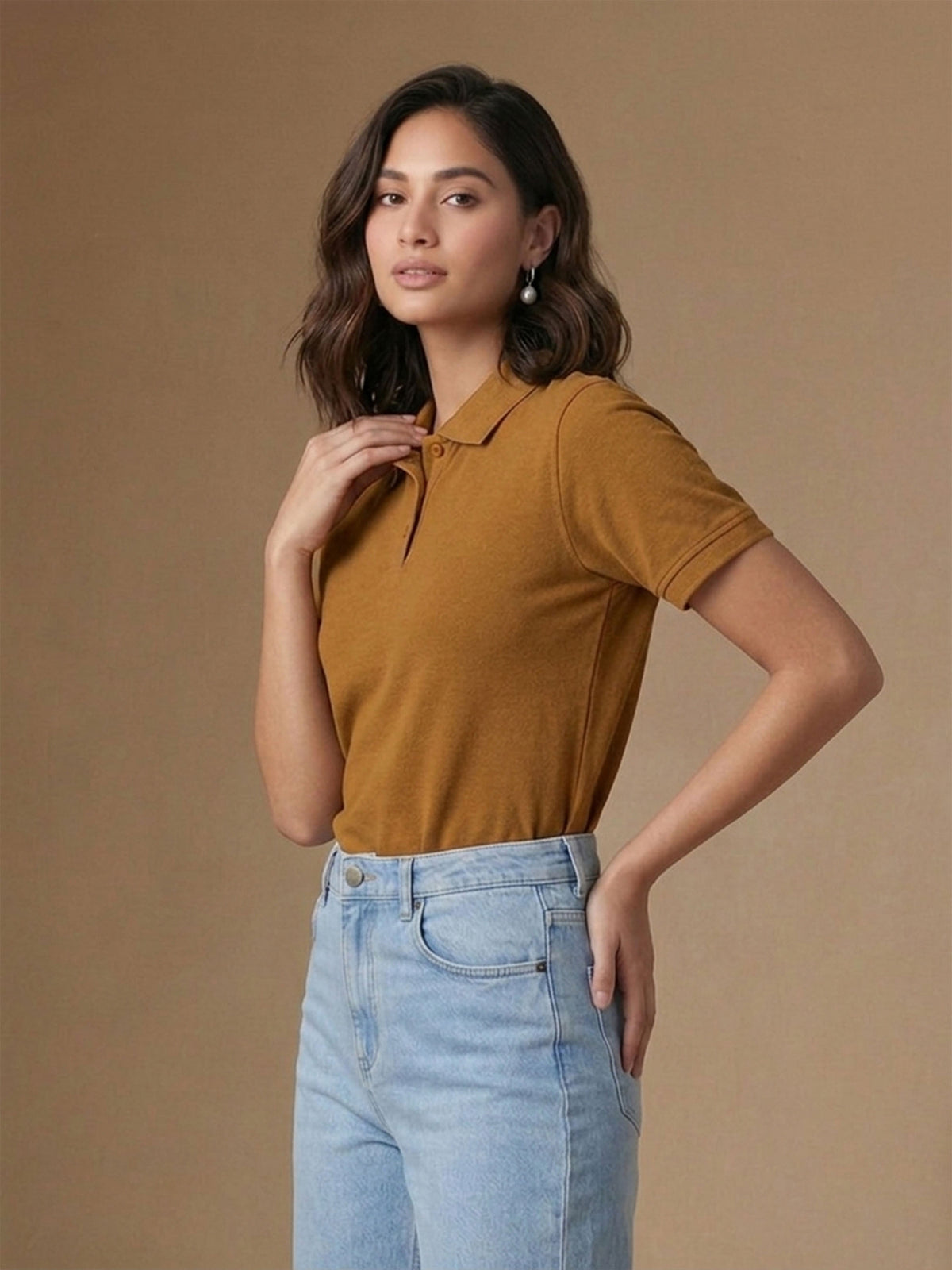 Mustard Brown Polo T-Shirt