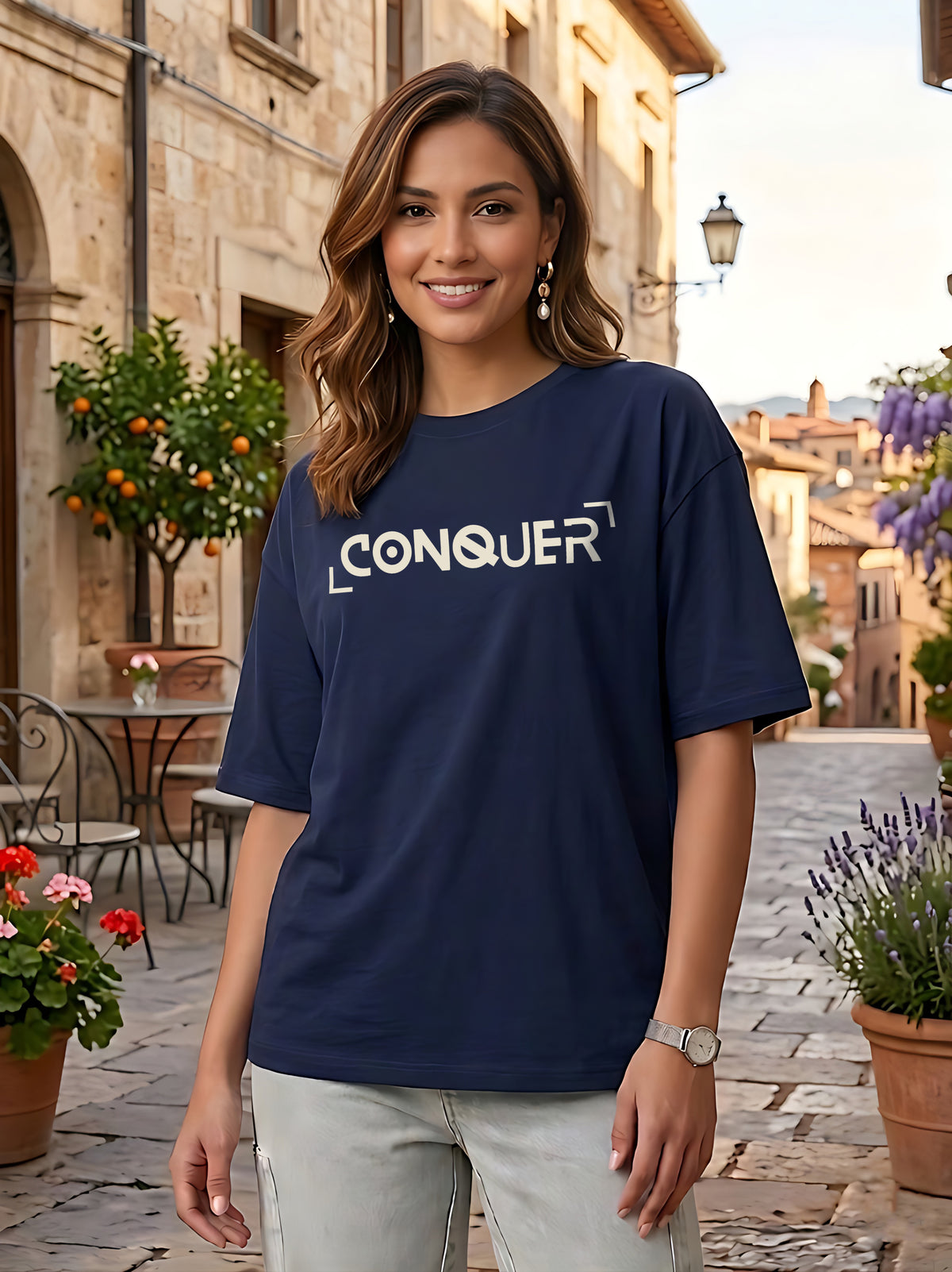 Graphic Oversized T-Shirt Conquer