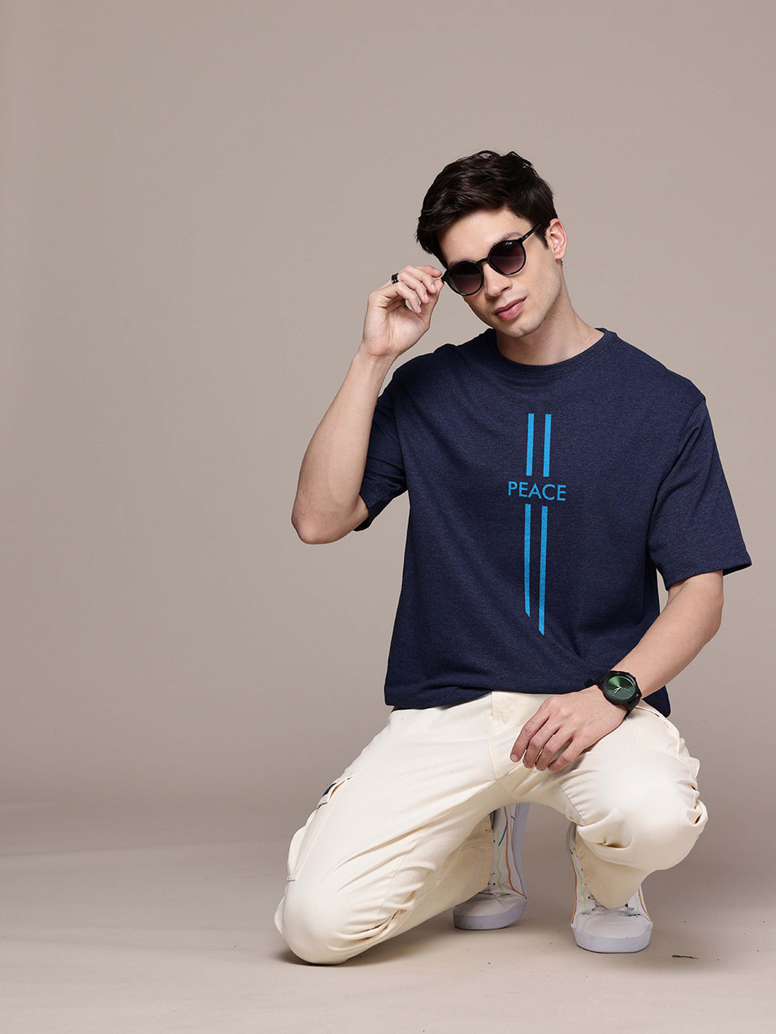 Graphic Oversized Peace Print Tshirt