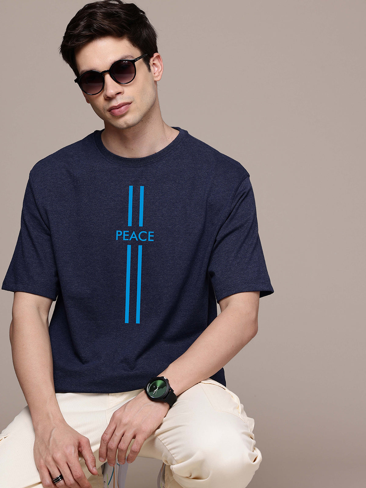 Graphic Oversized Peace Print Tshirt