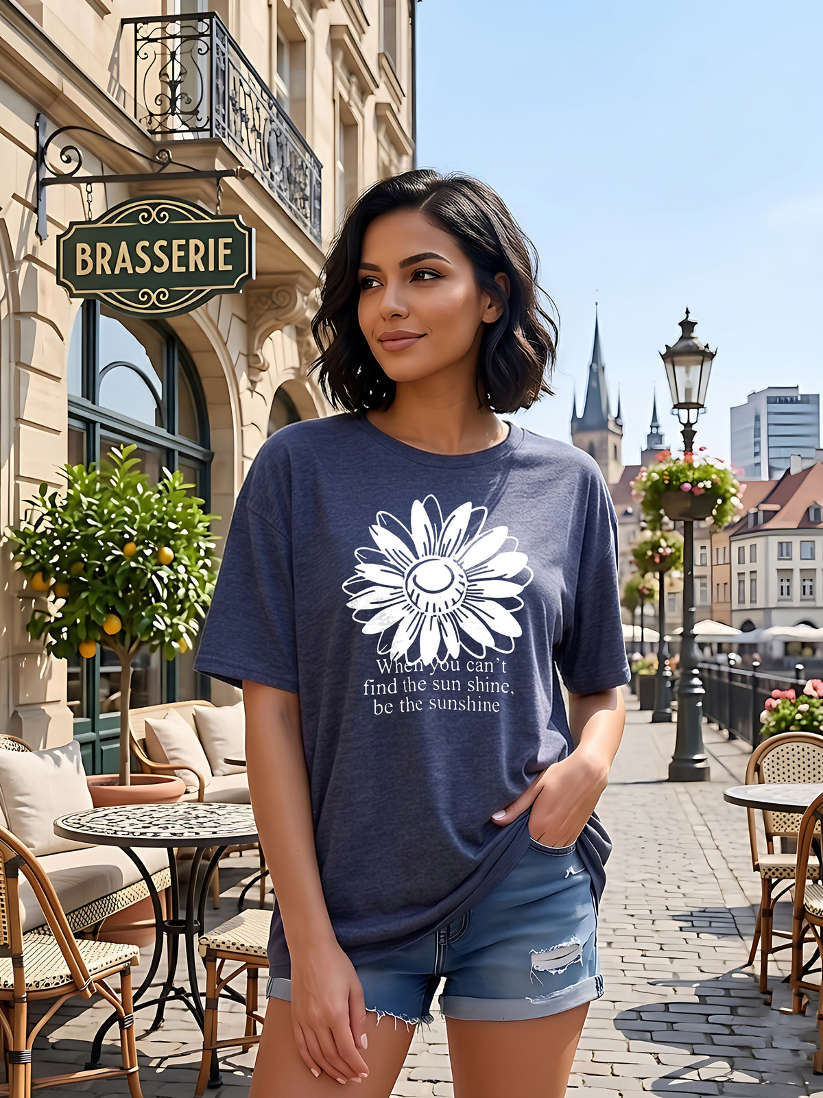 Graphic Oversized T-Shirt Sunflower