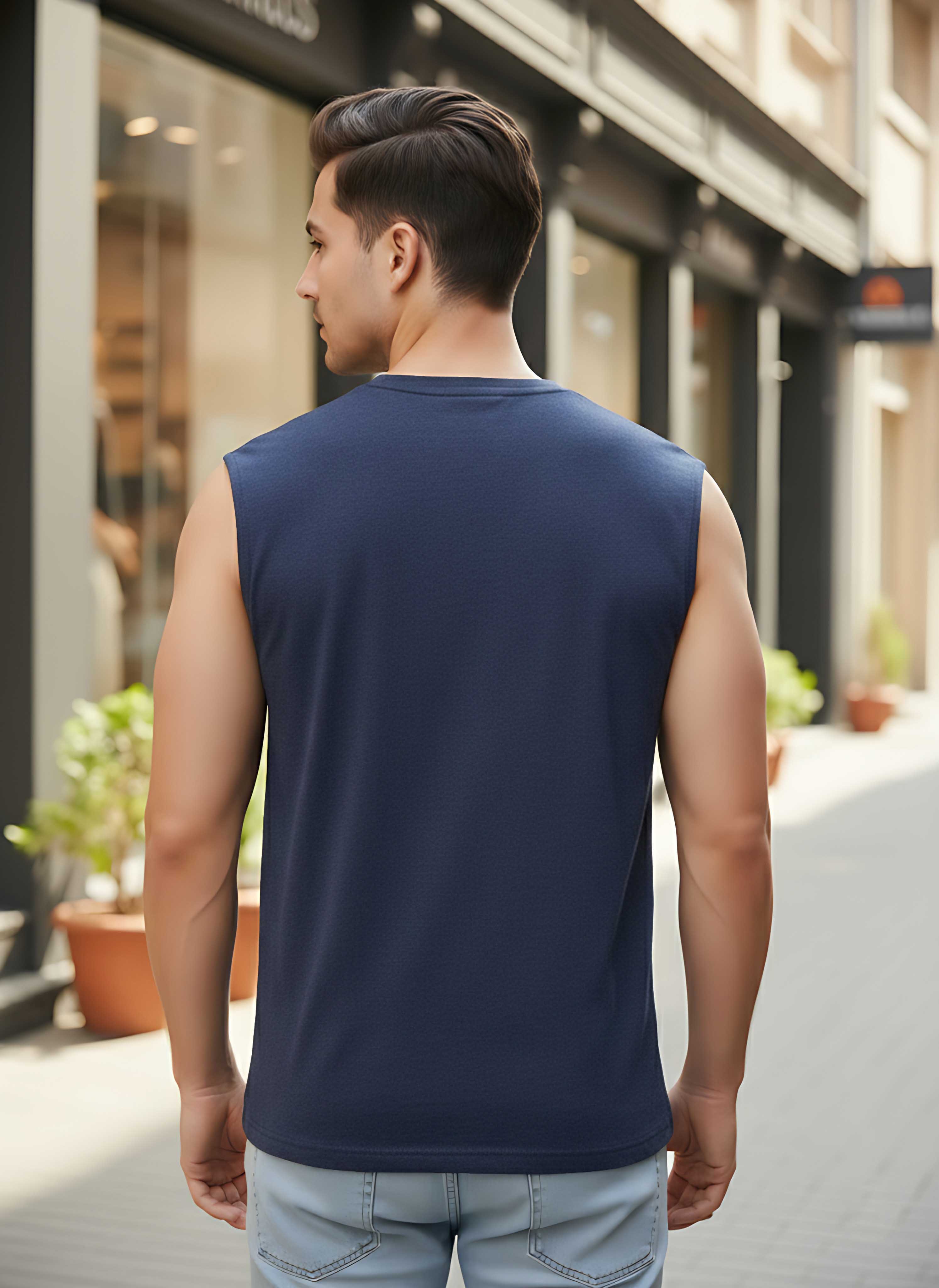 Sleeveless  Navy  T-Shirt