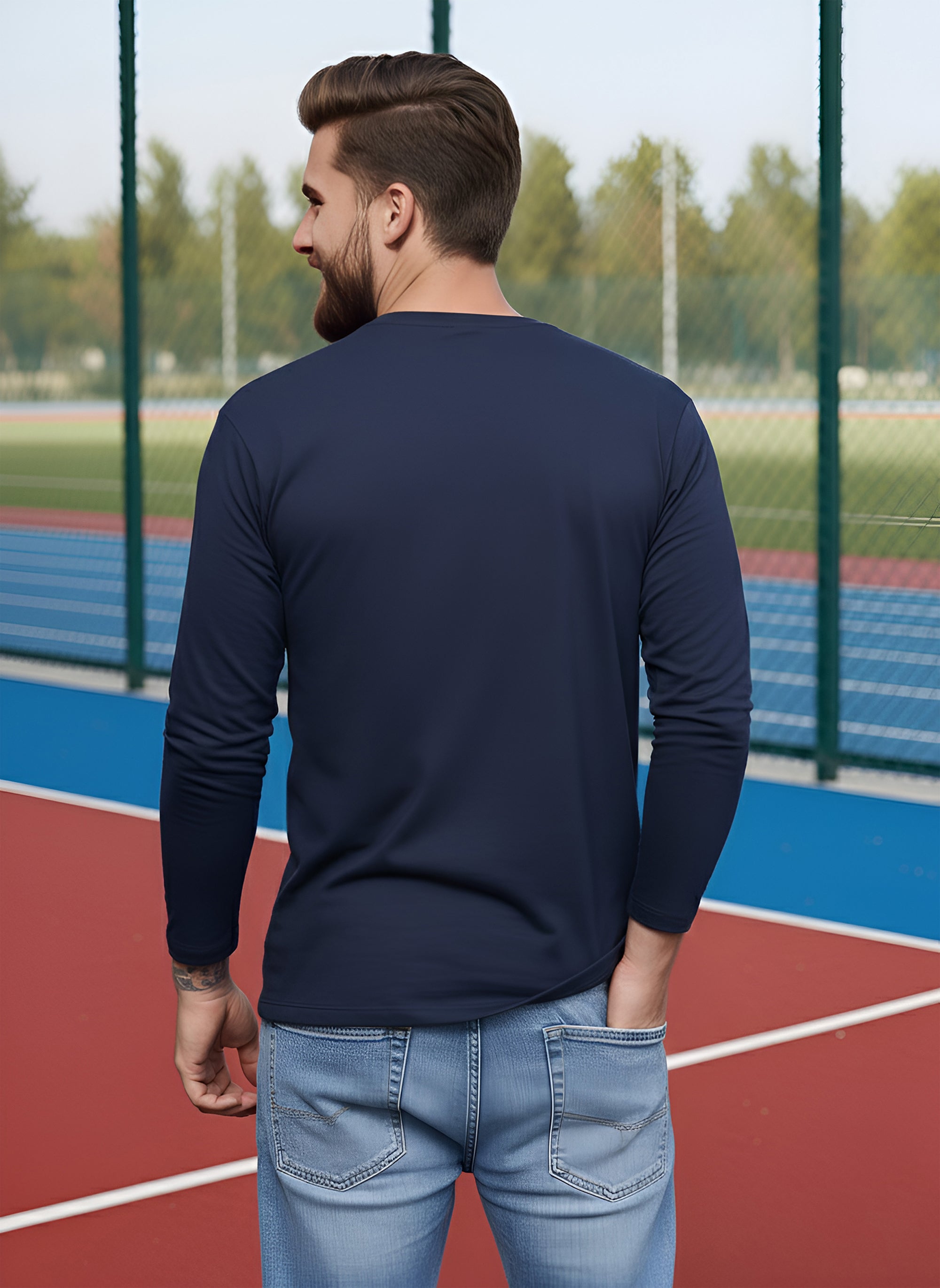 Long Sleeve Navy Melange T-Shirt