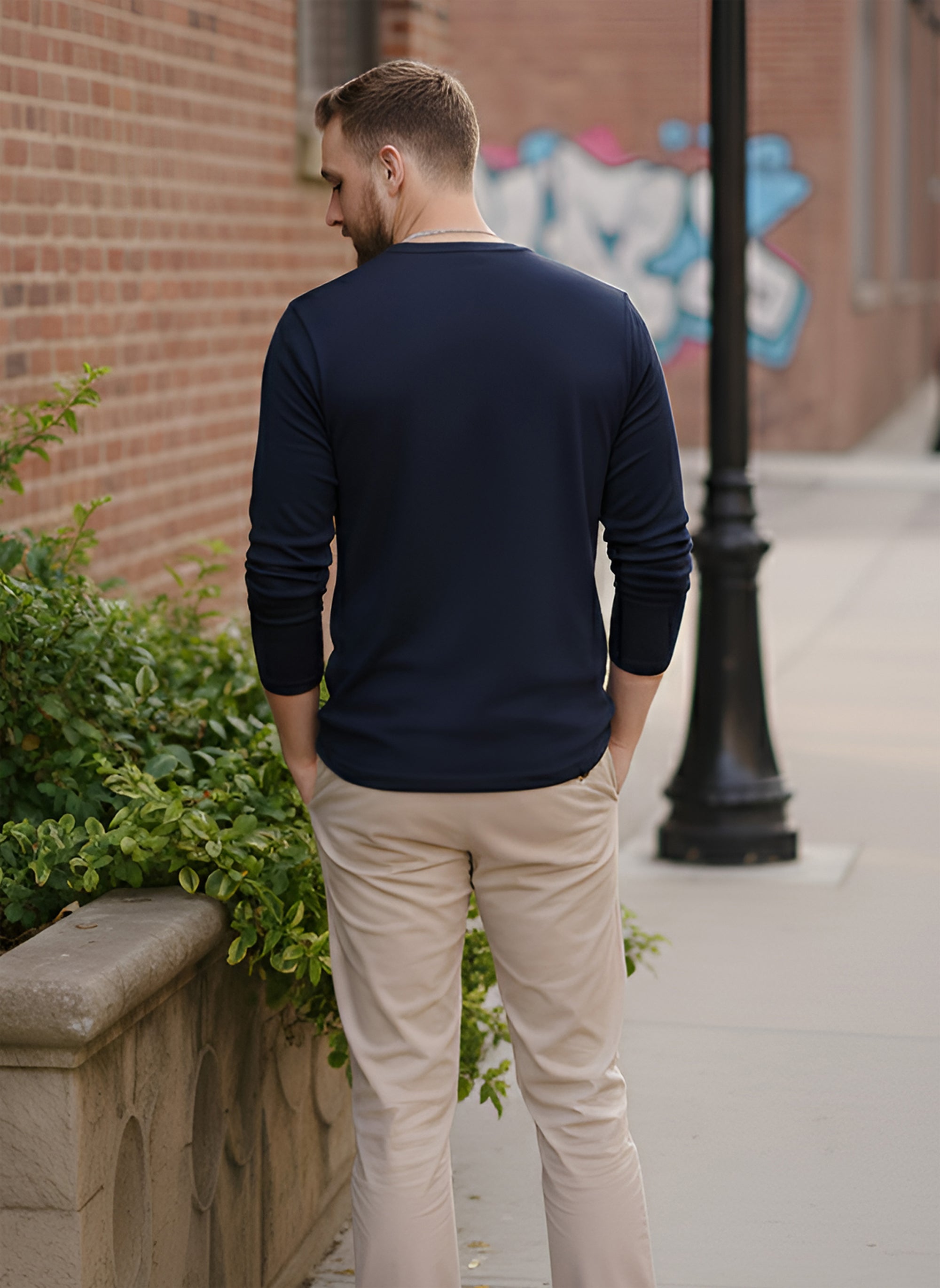 Long Sleeve Navy T-Shirt