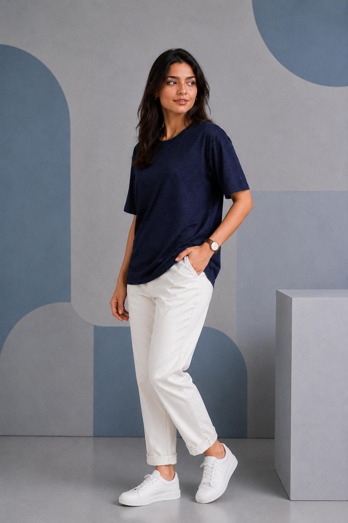 Navy Melange Oversized T-Shirt