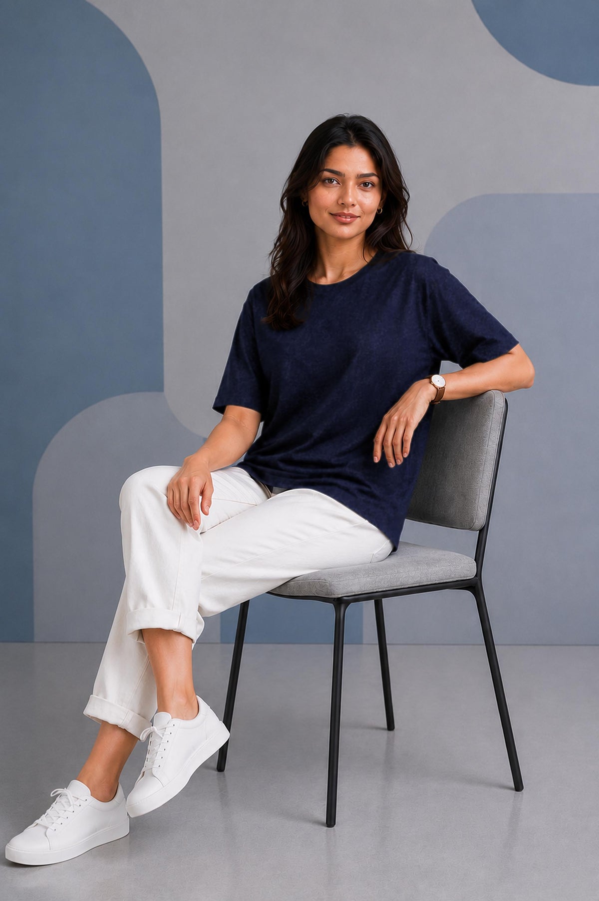 Navy Melange Oversized T-Shirt