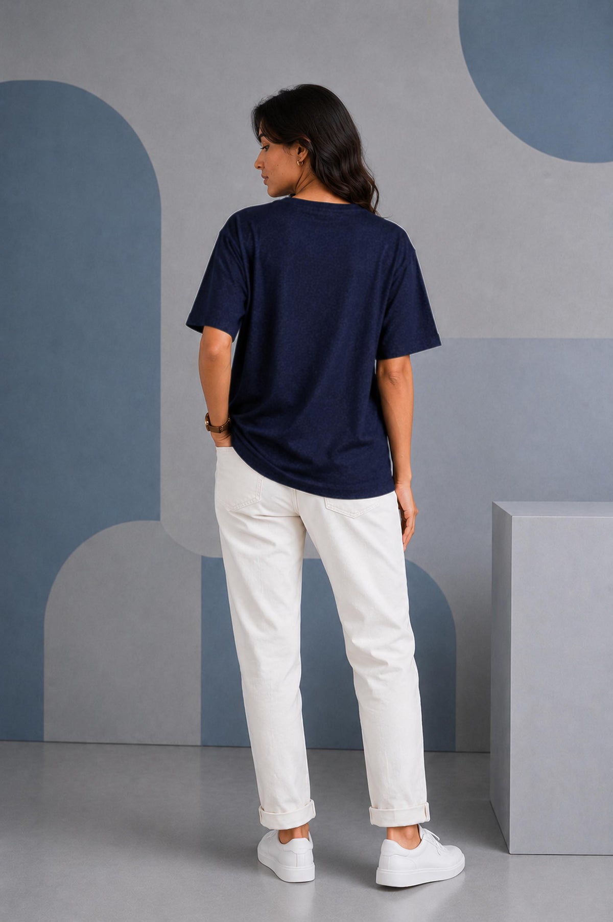 Navy Melange Oversized T-Shirt