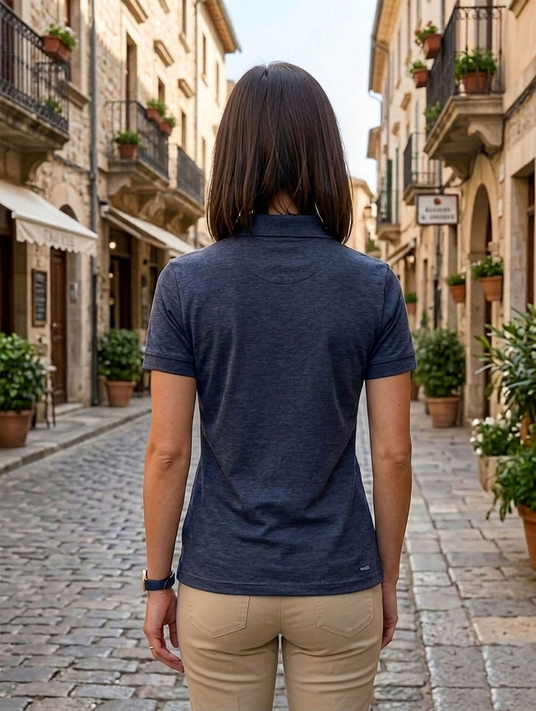 Womens Polo Navy Melange T-Shirt