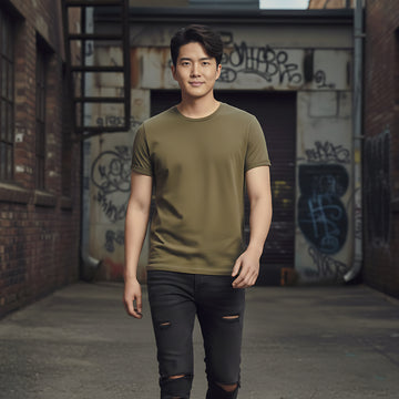 Half Sleeve  Olive Green T-Shirt