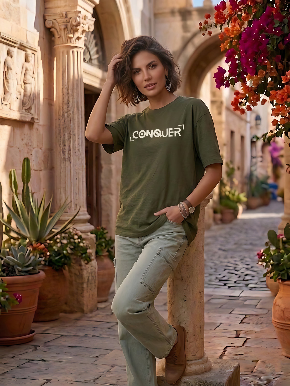 Graphic Oversized T-Shirt Conquer
