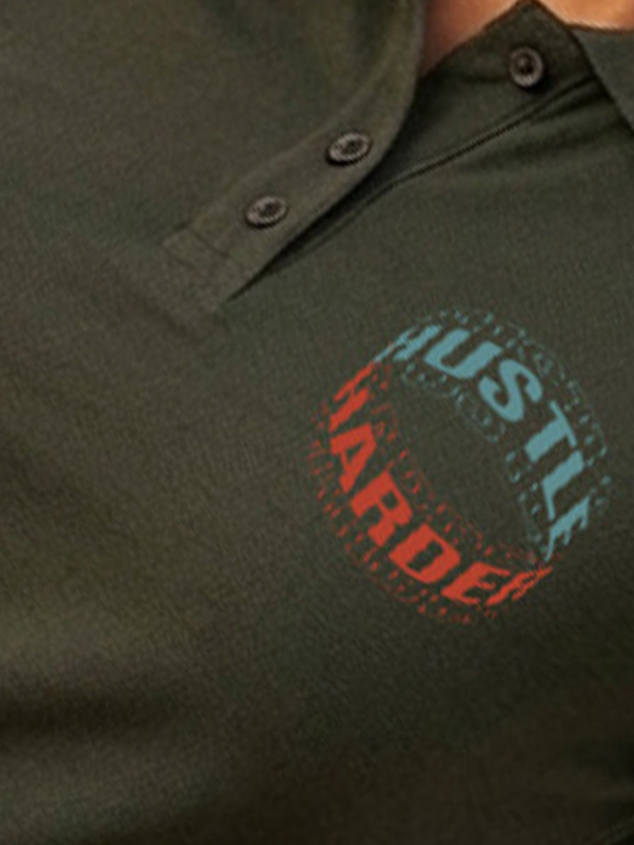 Womens Graphic Polo T-Shirt Hustle