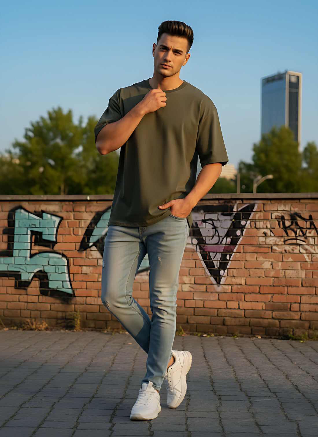 Oversized Olive Green T-Shirt