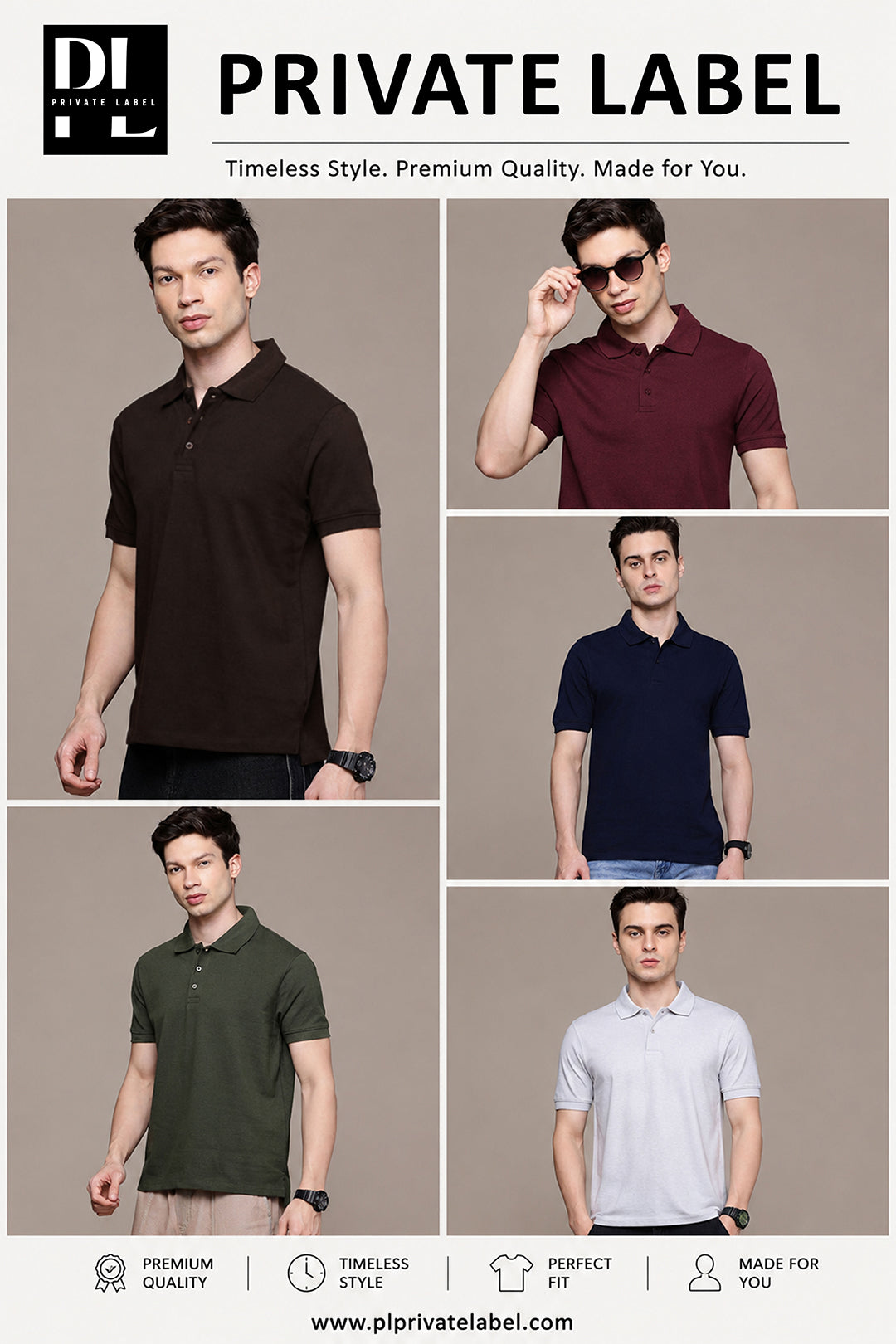 Navy Melange Polo T-Shirt