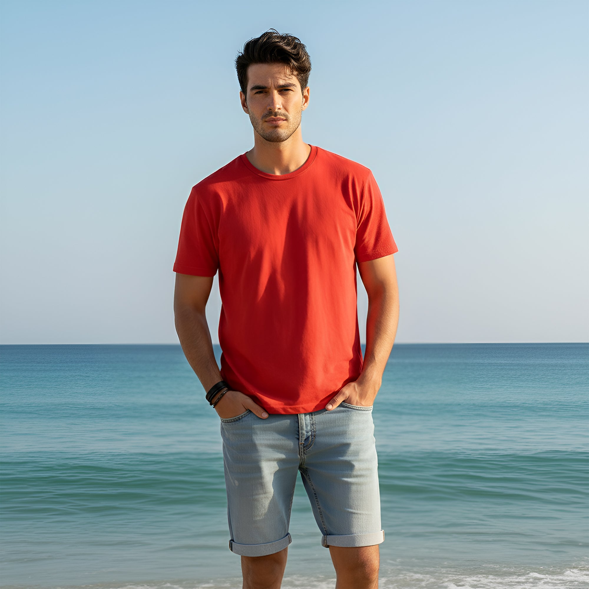 Half Sleeve  Red T-Shirt