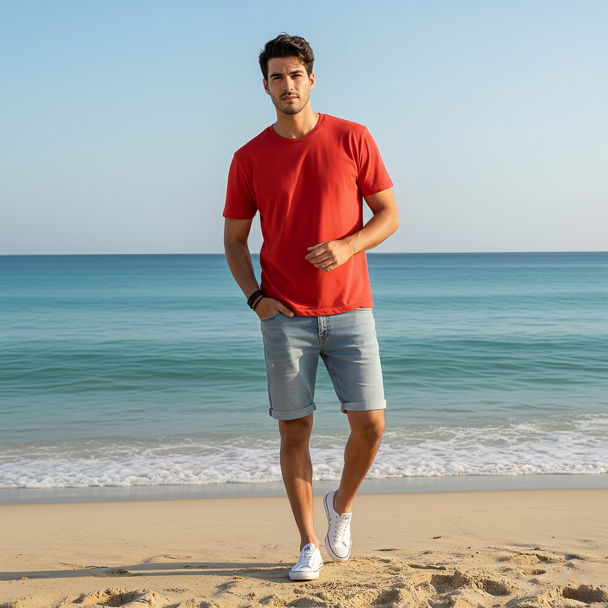 Half Sleeve  Red T-Shirt