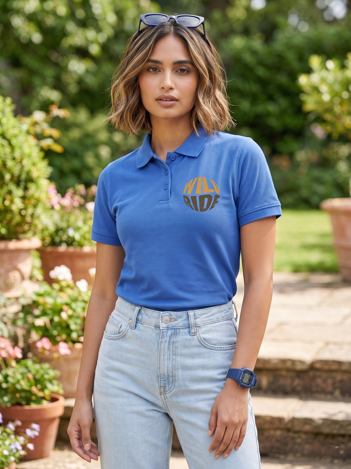 Womens Graphic Polo T-Shirt Wild Ride
