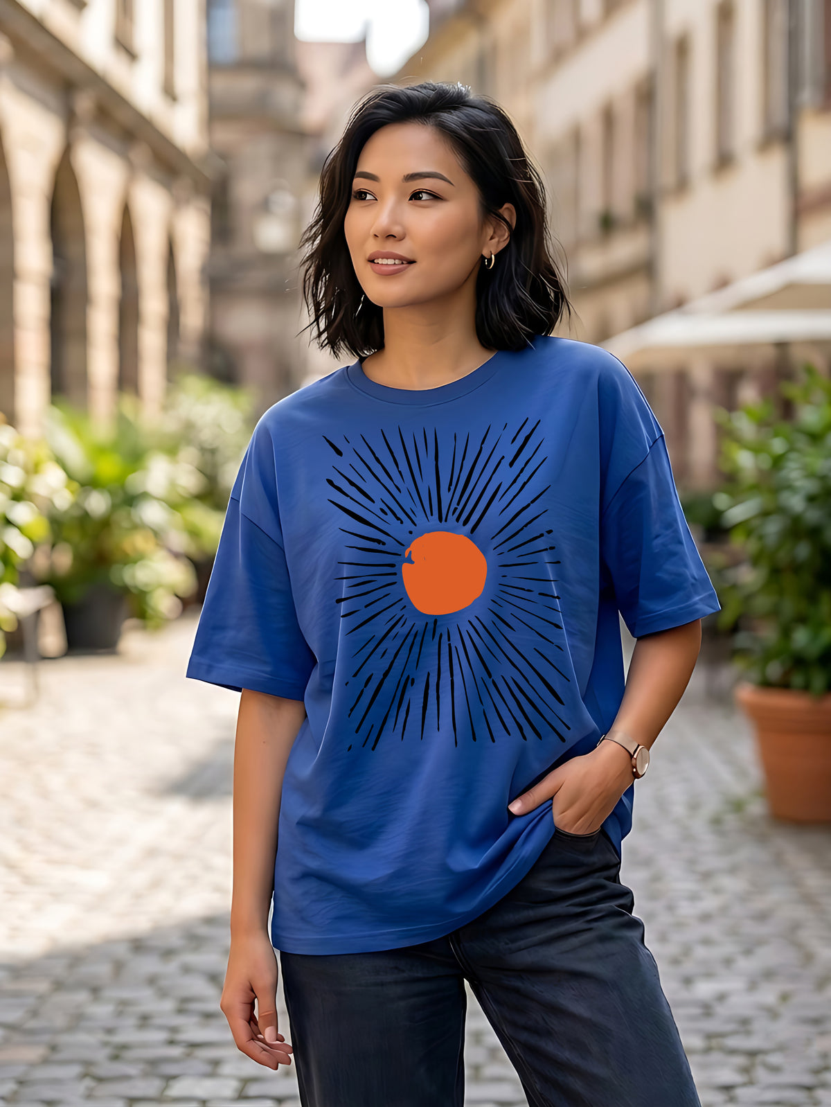 Graphic Oversized T-Shirt Sun