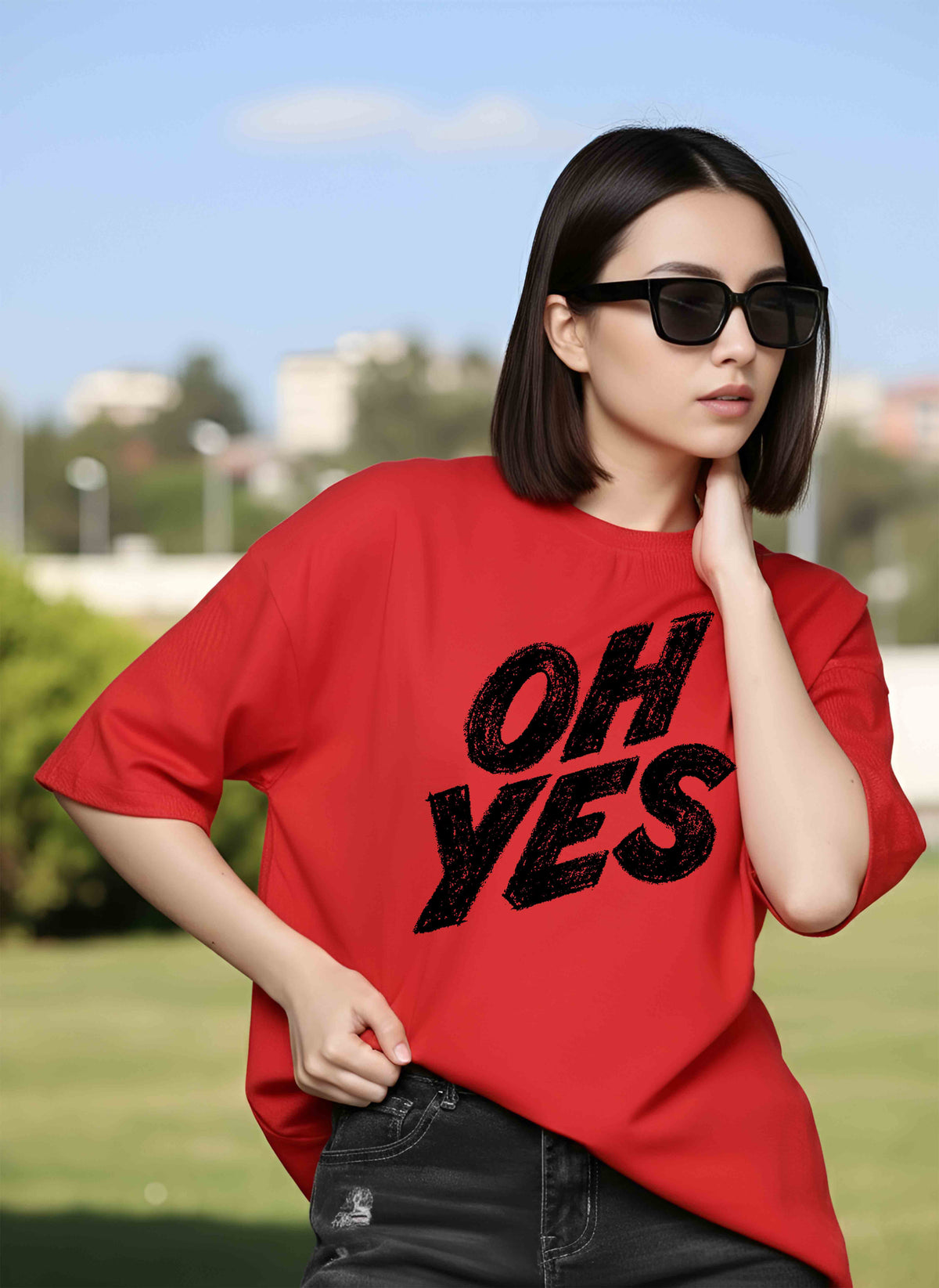 Graphic Oversized Tshirt Oh Yes