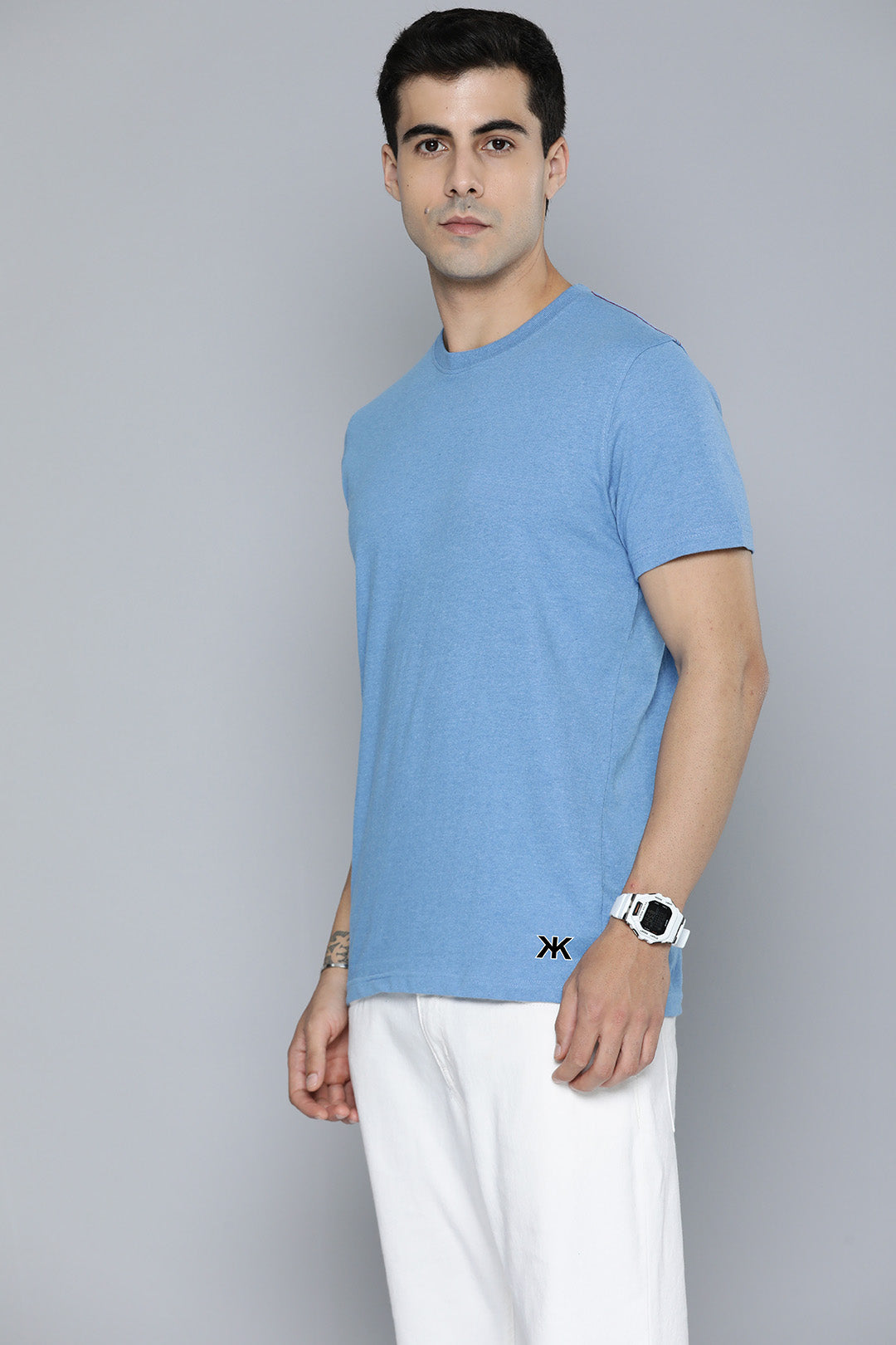 Mens Regular Half Sleeve Sky Blue T-Shirt