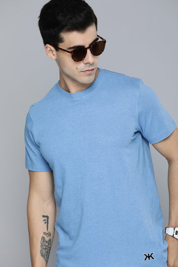 Mens Regular Half Sleeve Sky Blue T-Shirt