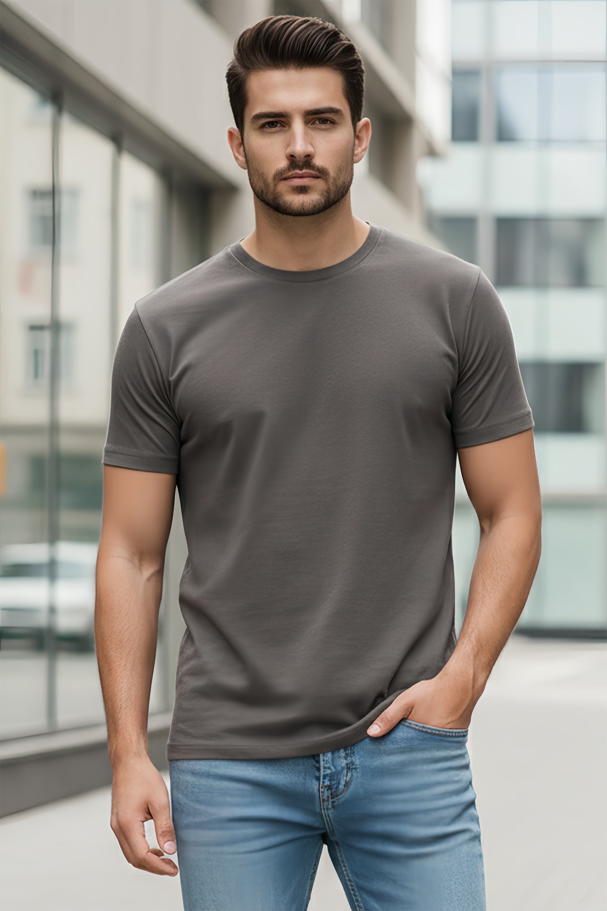 Half Sleeve Steel Grey T-Shirt
