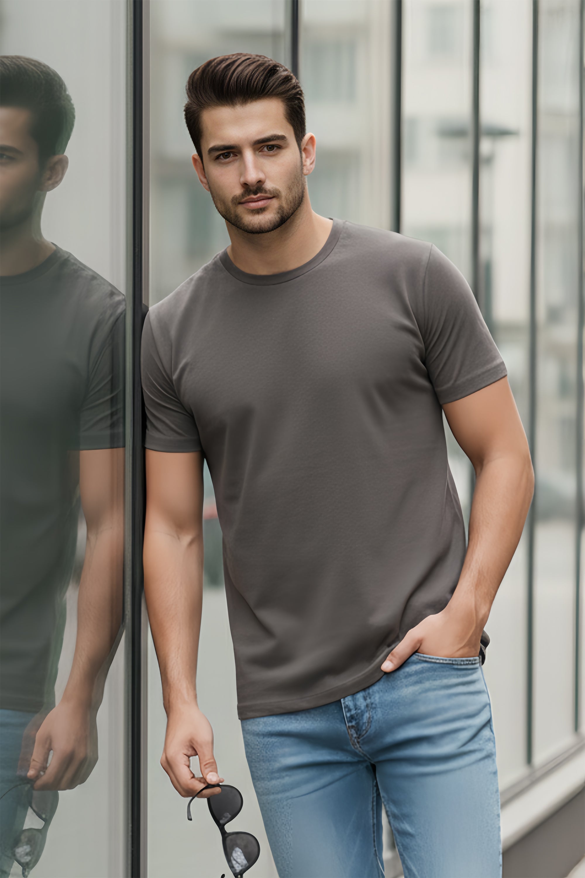 Half Sleeve Steel Grey T-Shirt