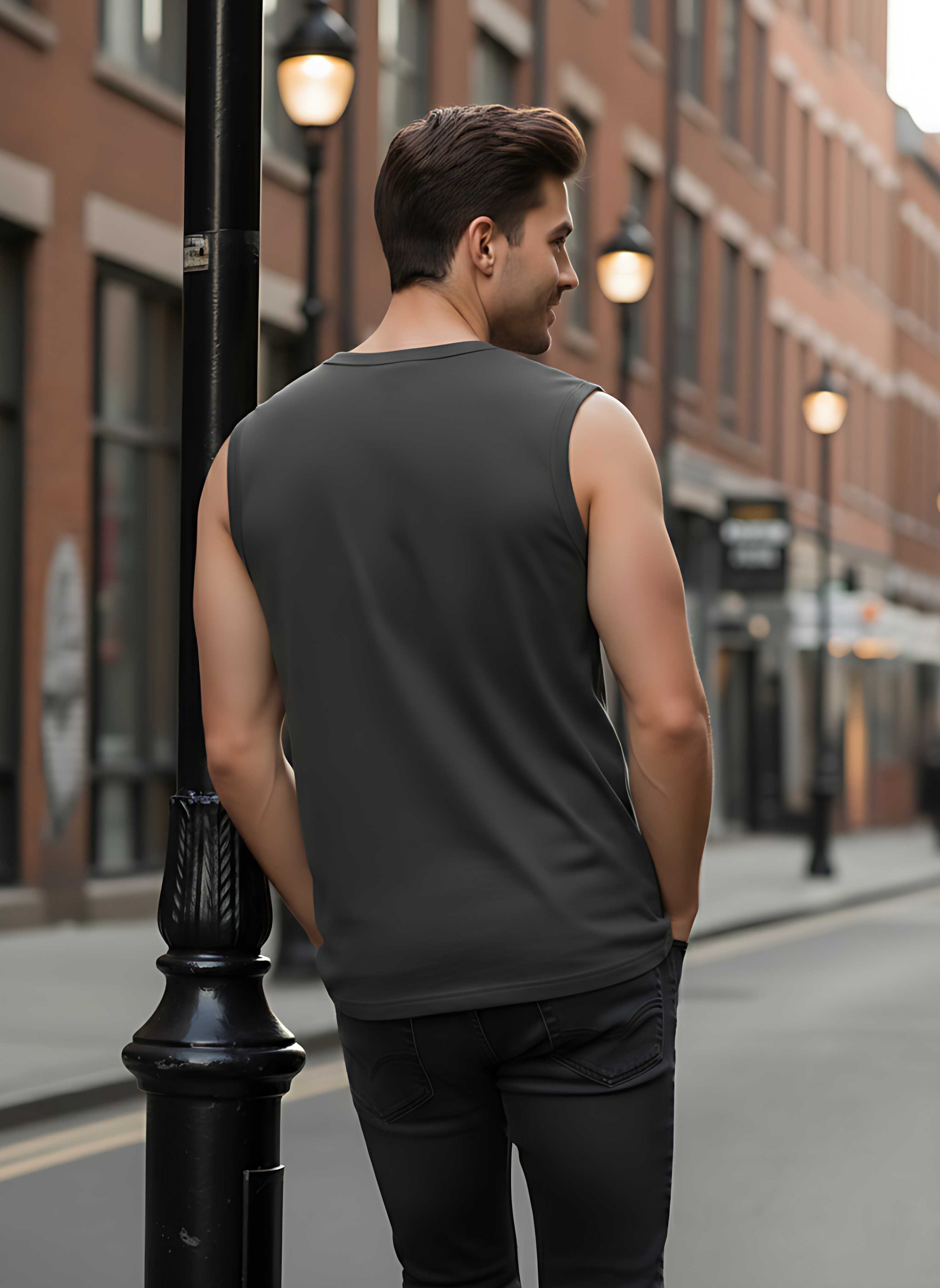 Sleeveless Steel Grey T-Shirt