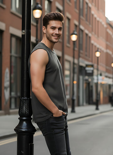 Sleeveless Steel Grey T-Shirt