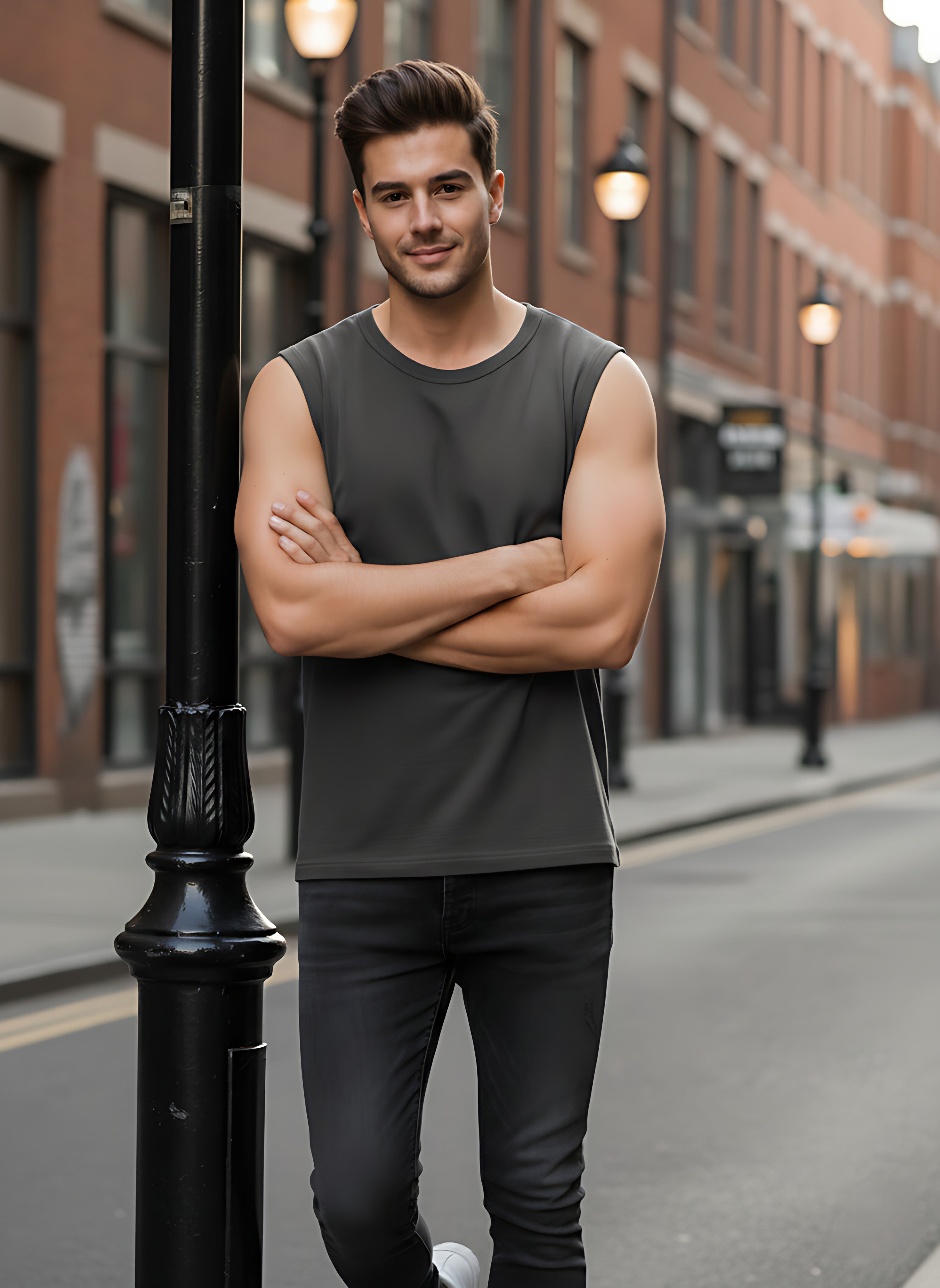 Sleeveless Steel Grey T-Shirt