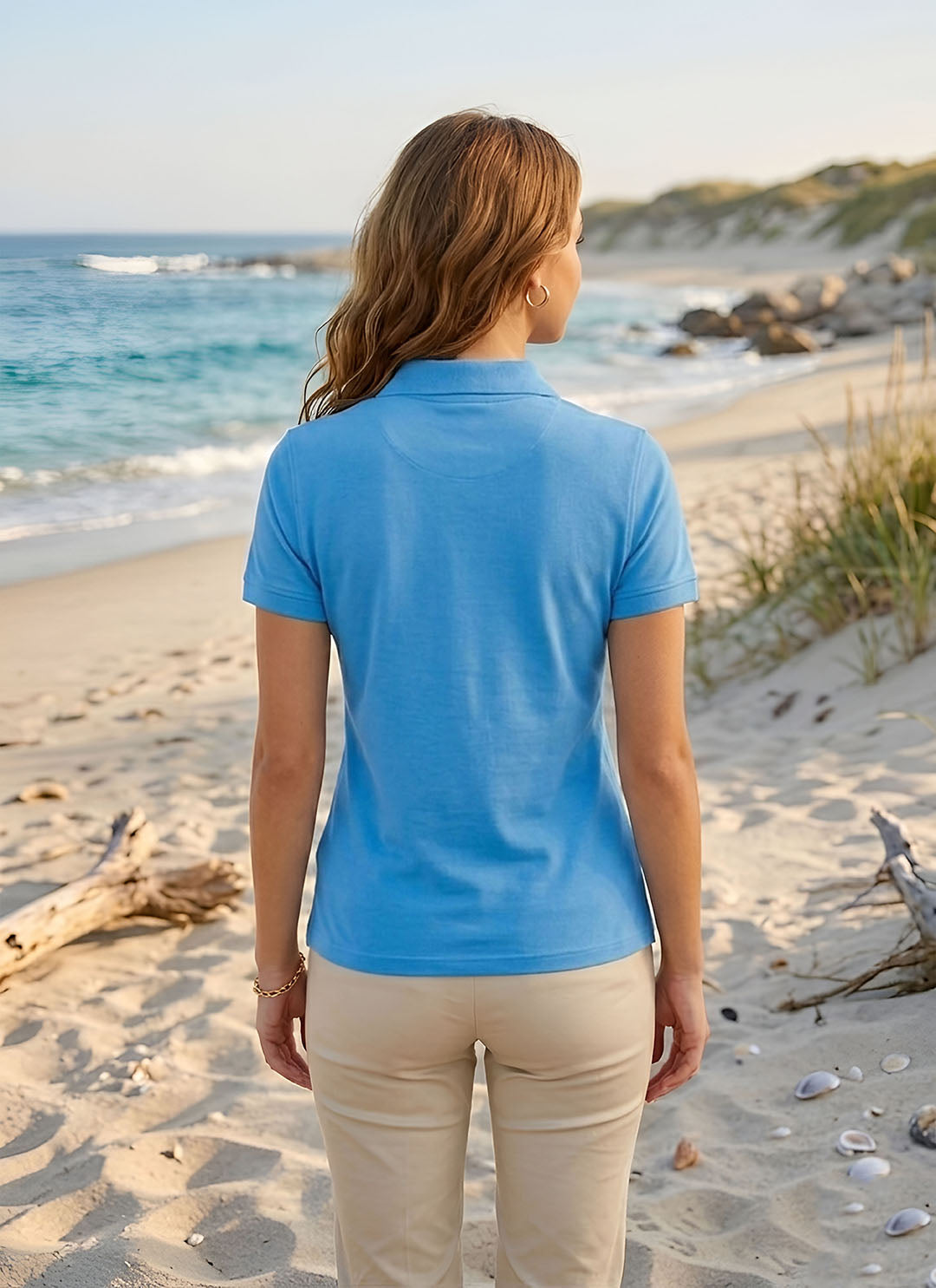 Womens Polo Sky Blue T-Shirt