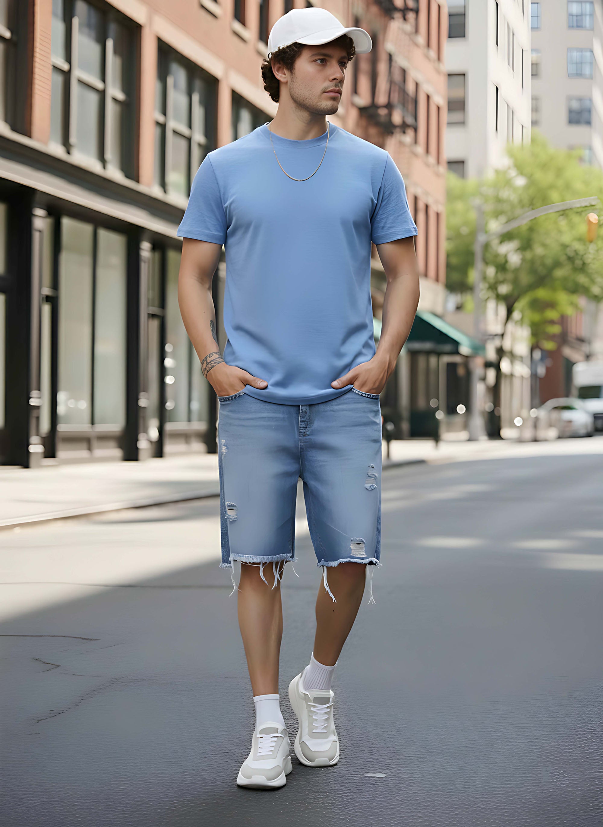 Half Sleeve Sky Blue T-Shirt