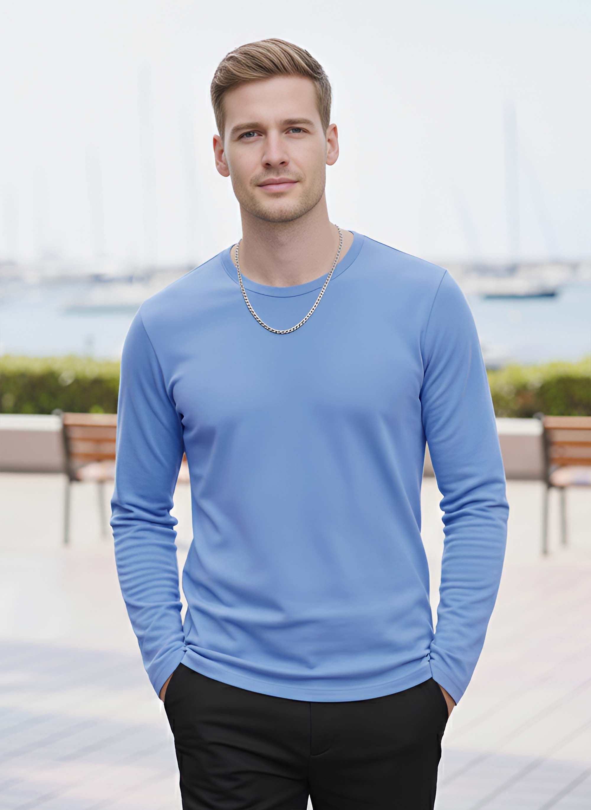 Long Sleeve Sky Blue T-Shirt