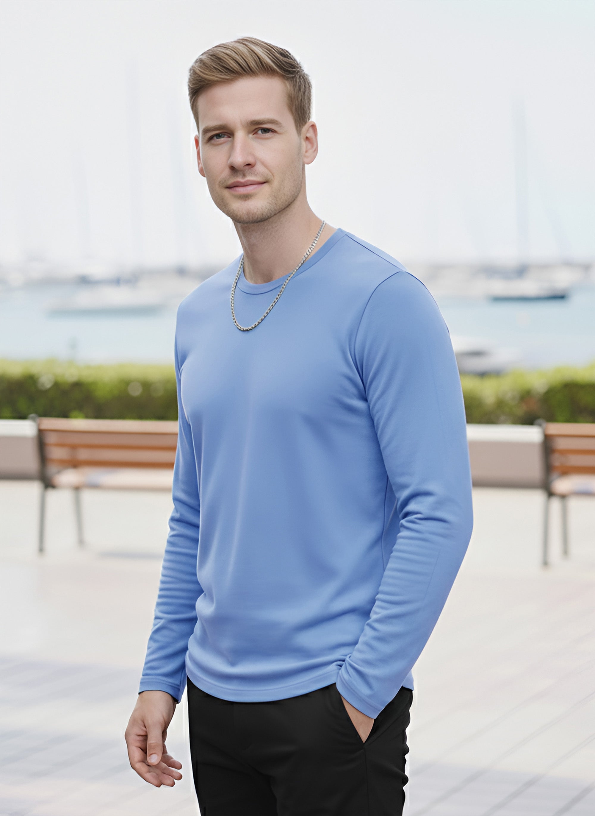 Long Sleeve Sky Blue T-Shirt