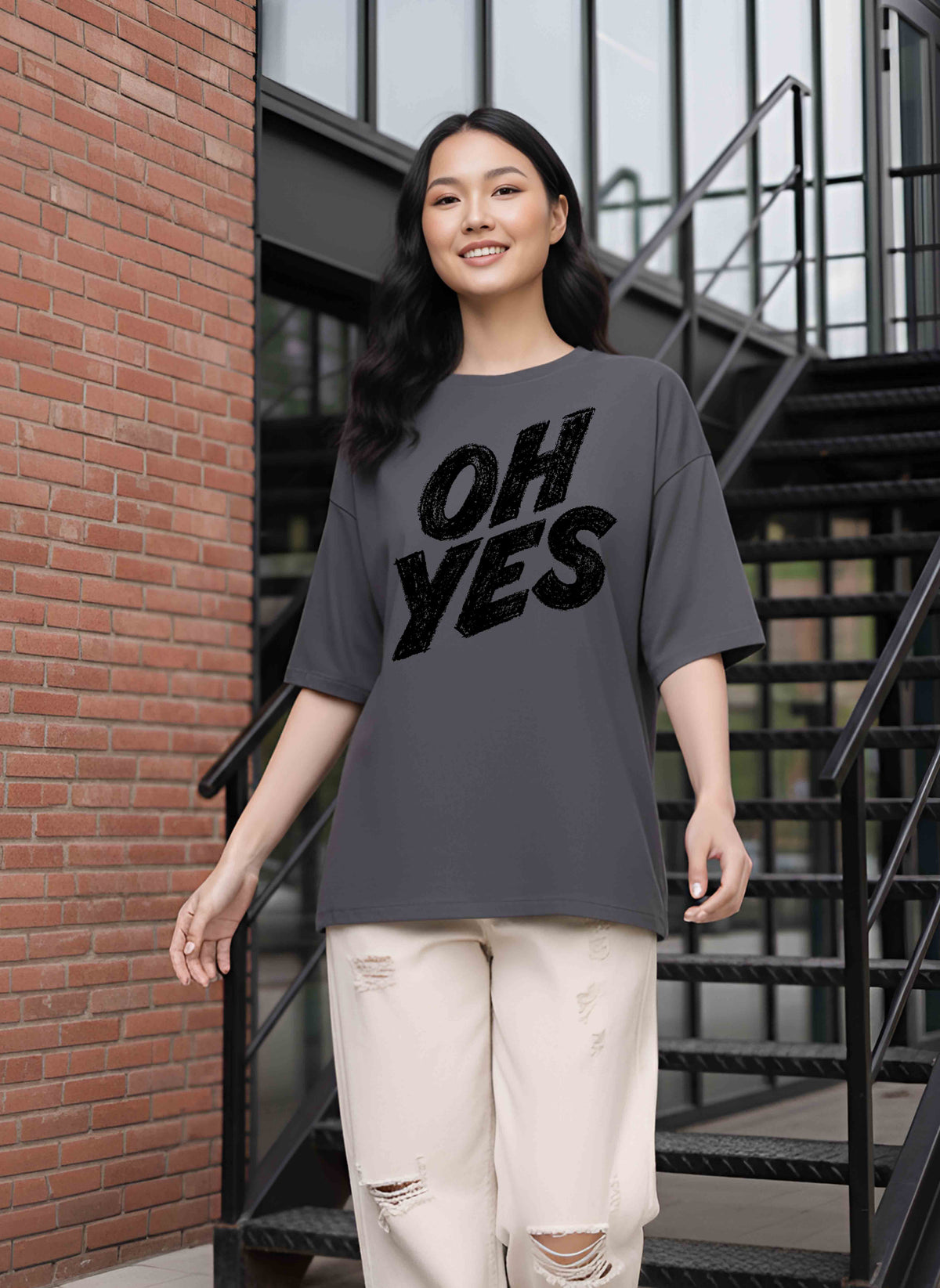 Graphic Oversized Tshirt Oh Yes